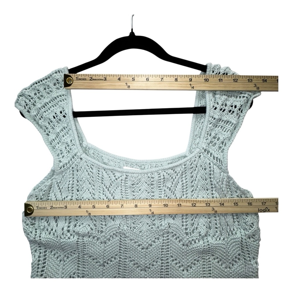 Aéropostale Crocheted Square-Neck Crop Top Light Blue "Spirit Blue" Color Sz XL - Picture 7 of 8